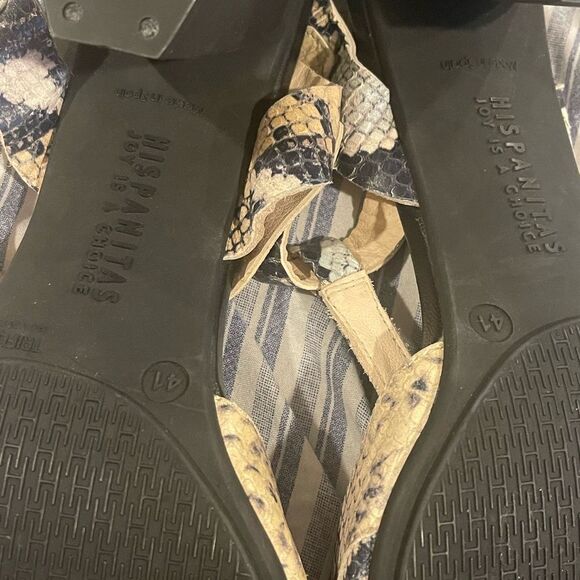 Hispanitas Preston Snakeskin Leather T-Strap Block Heel Sandals Size 41 Like New - Picture 6 of 12